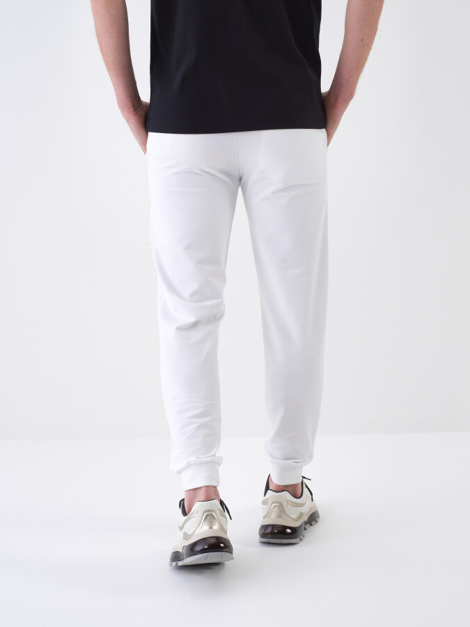 White Regular Fit Cotton Sweat Trousers - 4