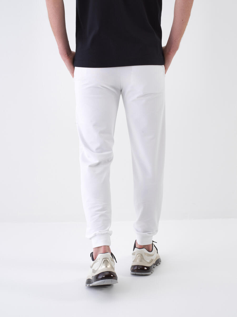 White Regular Fit Cotton Sweat Trousers - 4