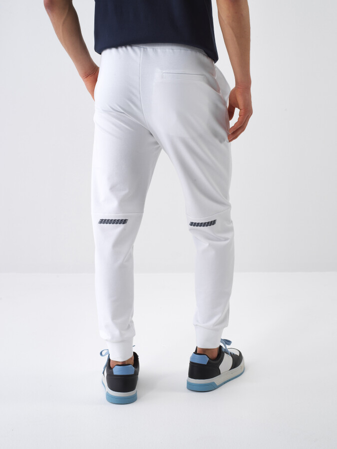 White Regular Fit Cotton Sweat Trousers - 4