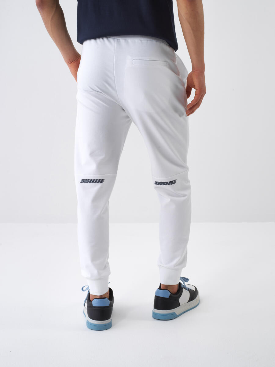 White Regular Fit Cotton Sweat Trousers - 4