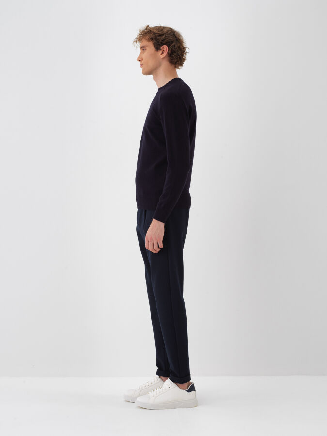 Wool Crew Neck Basic Sweater - Xint