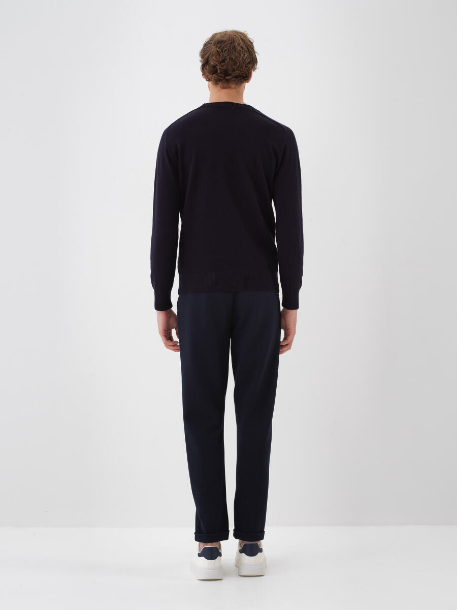 Wool Crew Neck Basic Sweater - 4