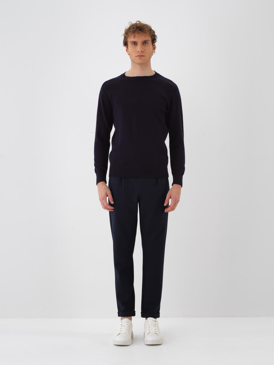 Wool Crew Neck Basic Sweater - 2