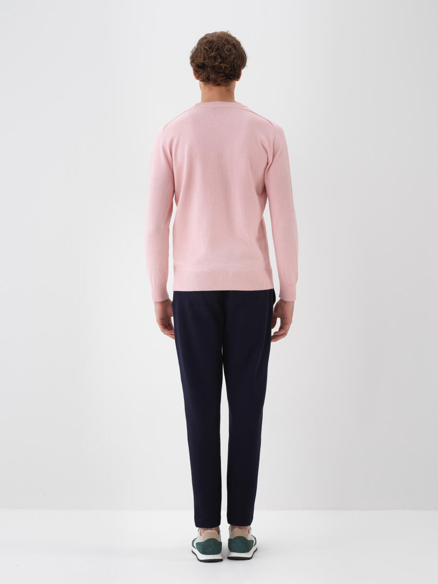 Wool Crew Neck Basic Sweater - 4