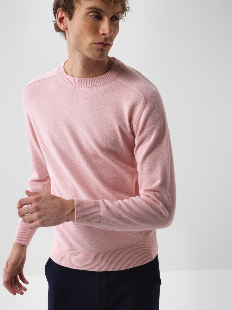 Wool Crew Neck Basic Sweater - 1