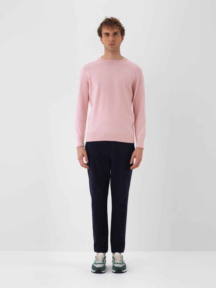 Wool Crew Neck Basic Sweater - 3