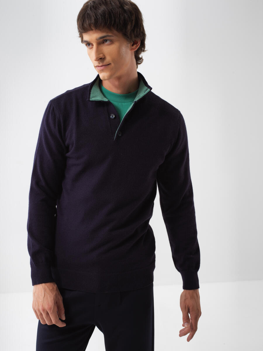 Wool Stand Collar Basic Sweater - 2