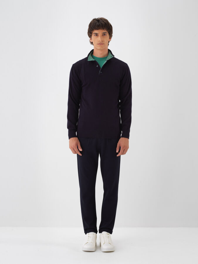 Wool Stand Collar Basic Sweater - 3