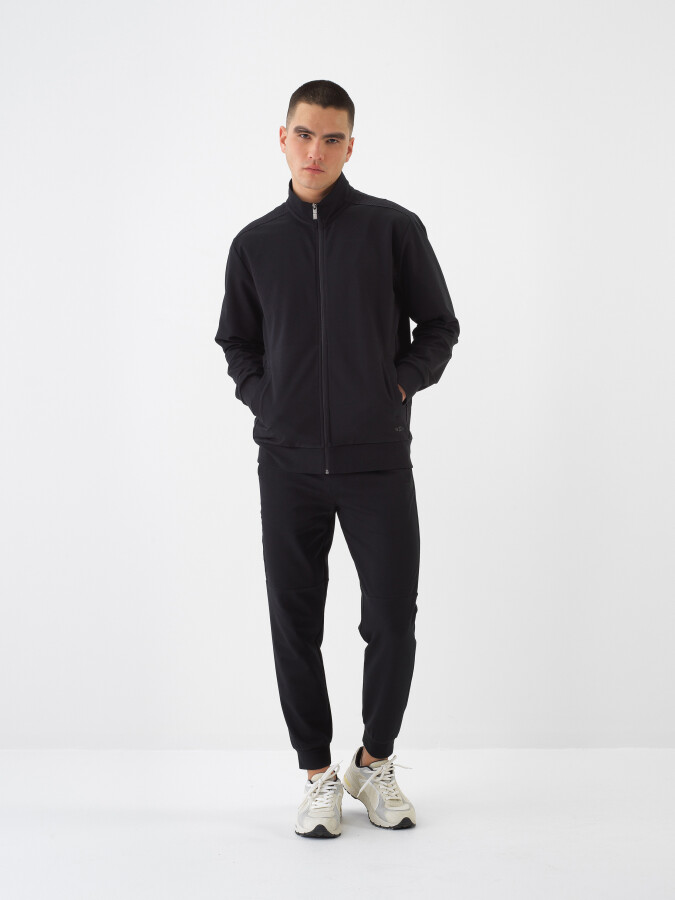 Black Regular Fit Cotton Sweatcoat (1)