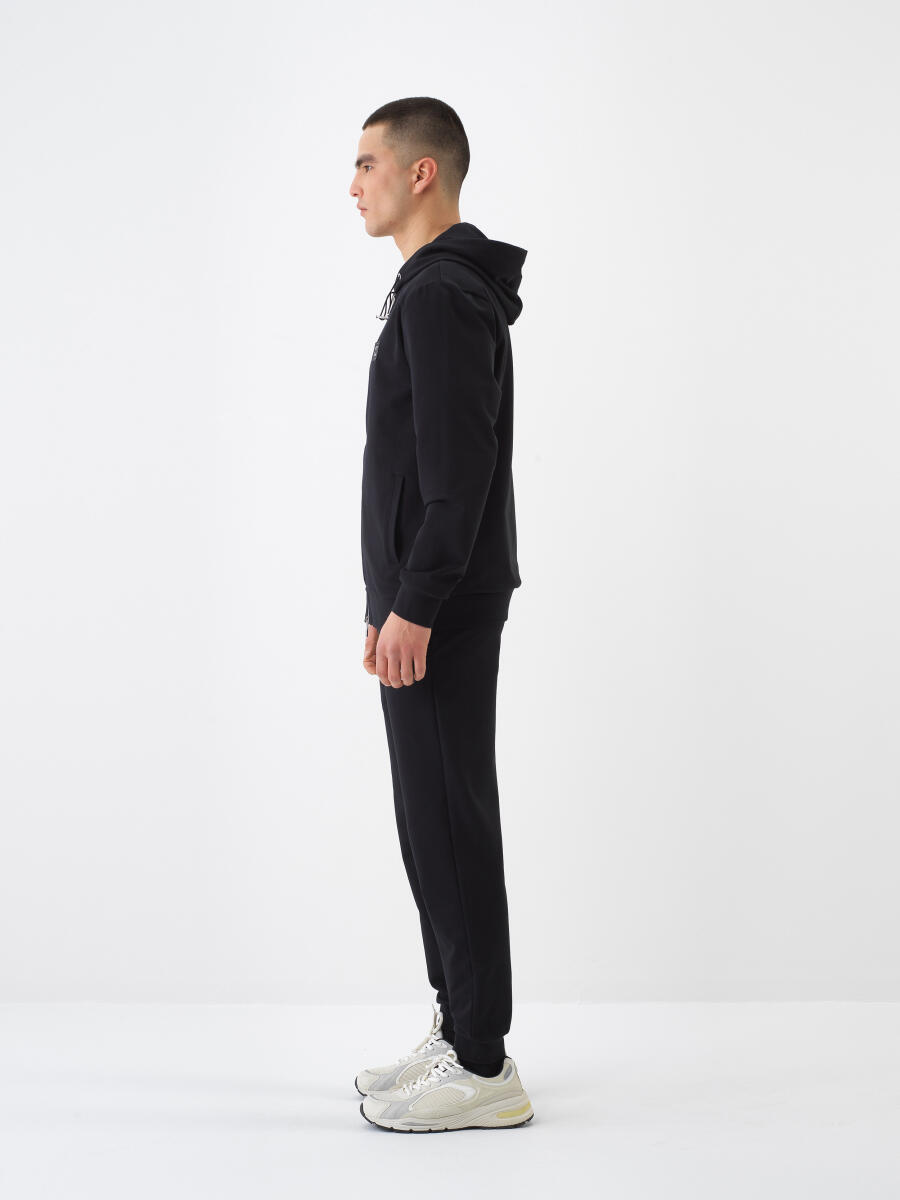 Black Regular Fit Cotton Sweatcoat - 3