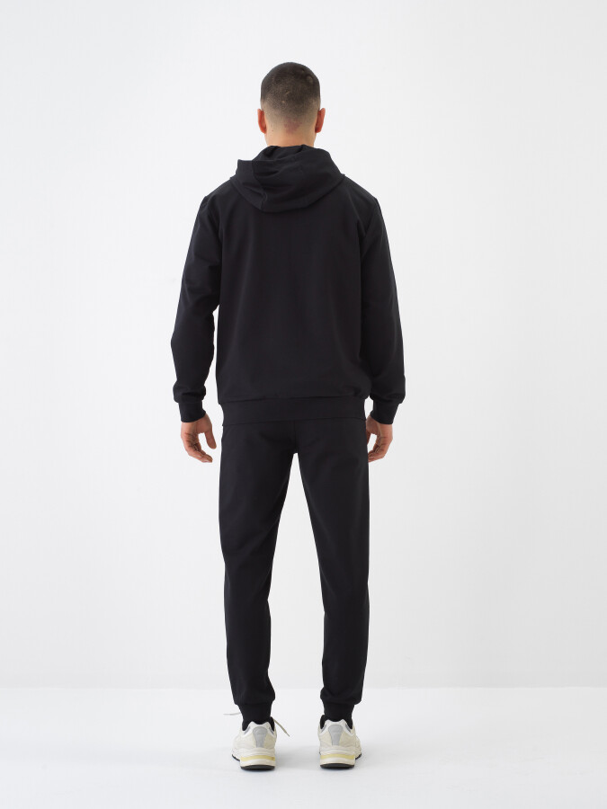 Black Regular Fit Cotton Sweatcoat - 5