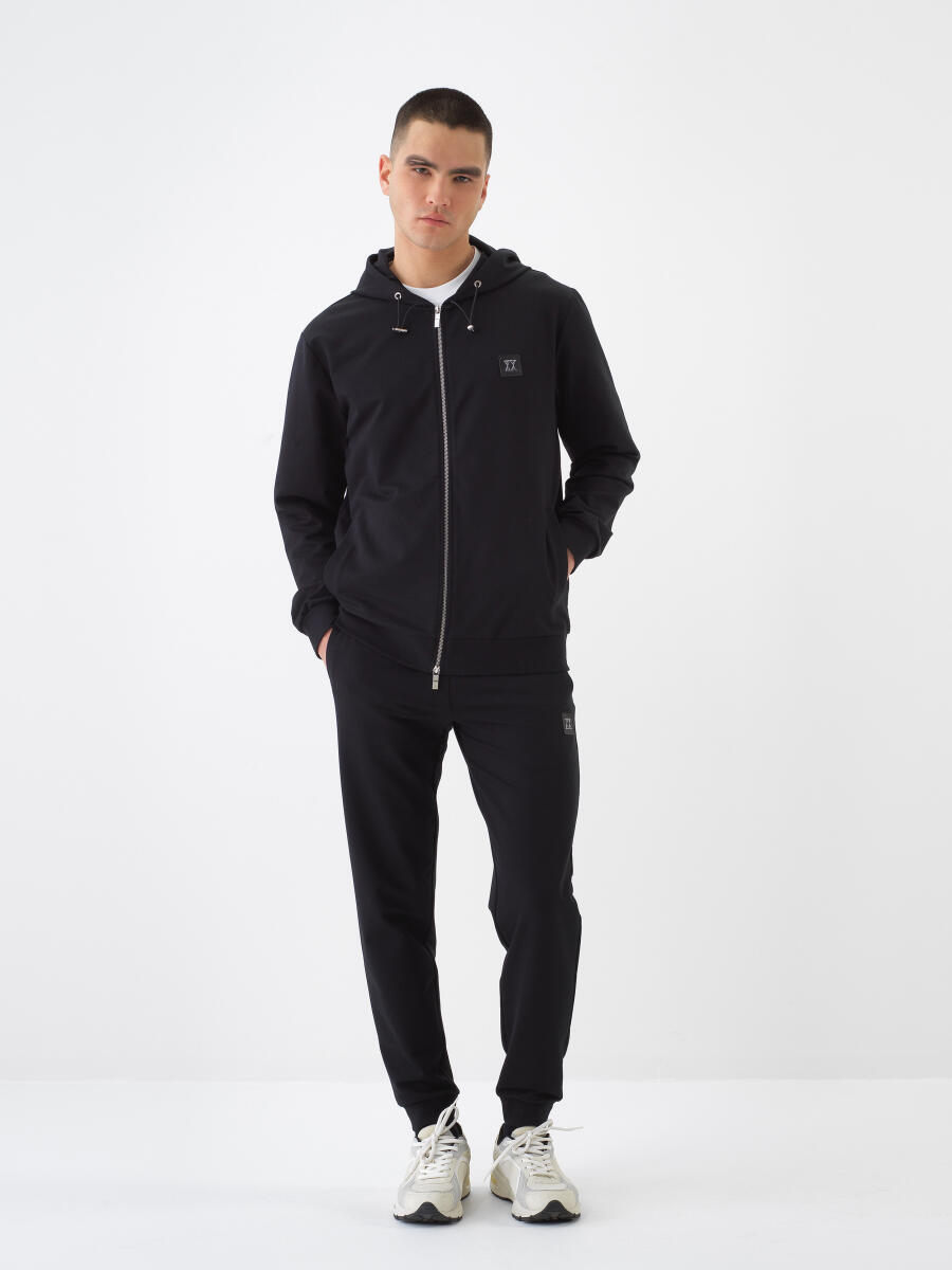 Black Regular Fit Cotton Sweatcoat - 2