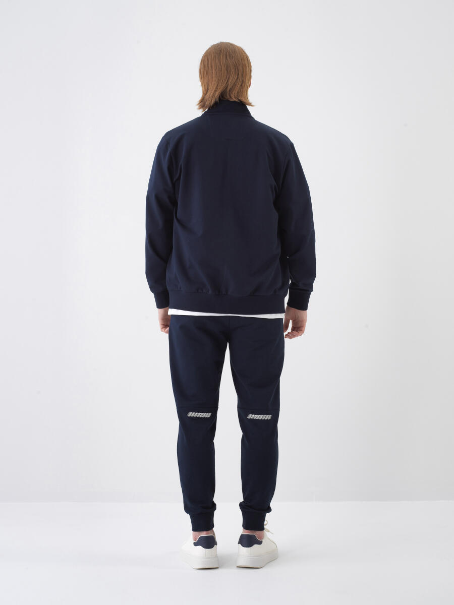 Navy Blue Regular Fit Cotton Sweatcoat - 5