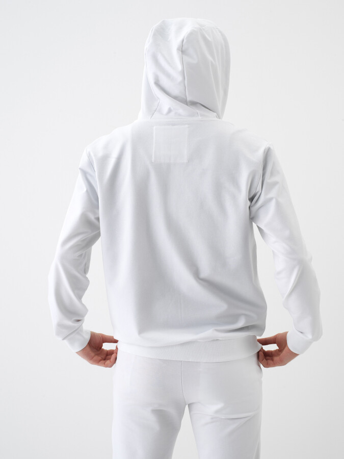 White Regular Fit Cotton Sweatcoat - 4