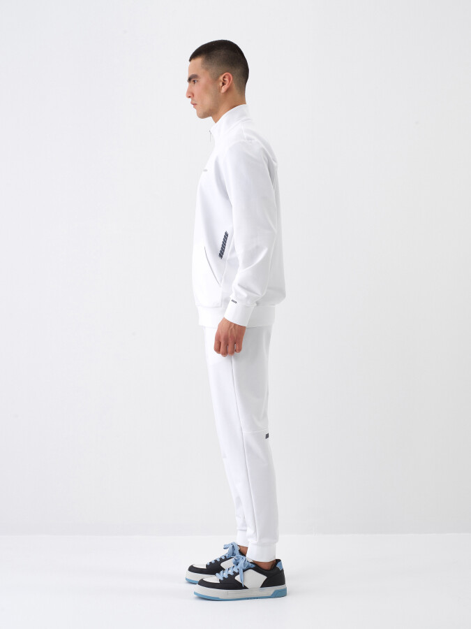 White Regular Fit Cotton Sweatcoat - 3