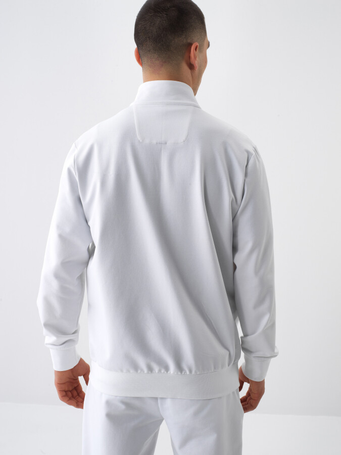 White Regular Fit Cotton Sweatcoat - 4