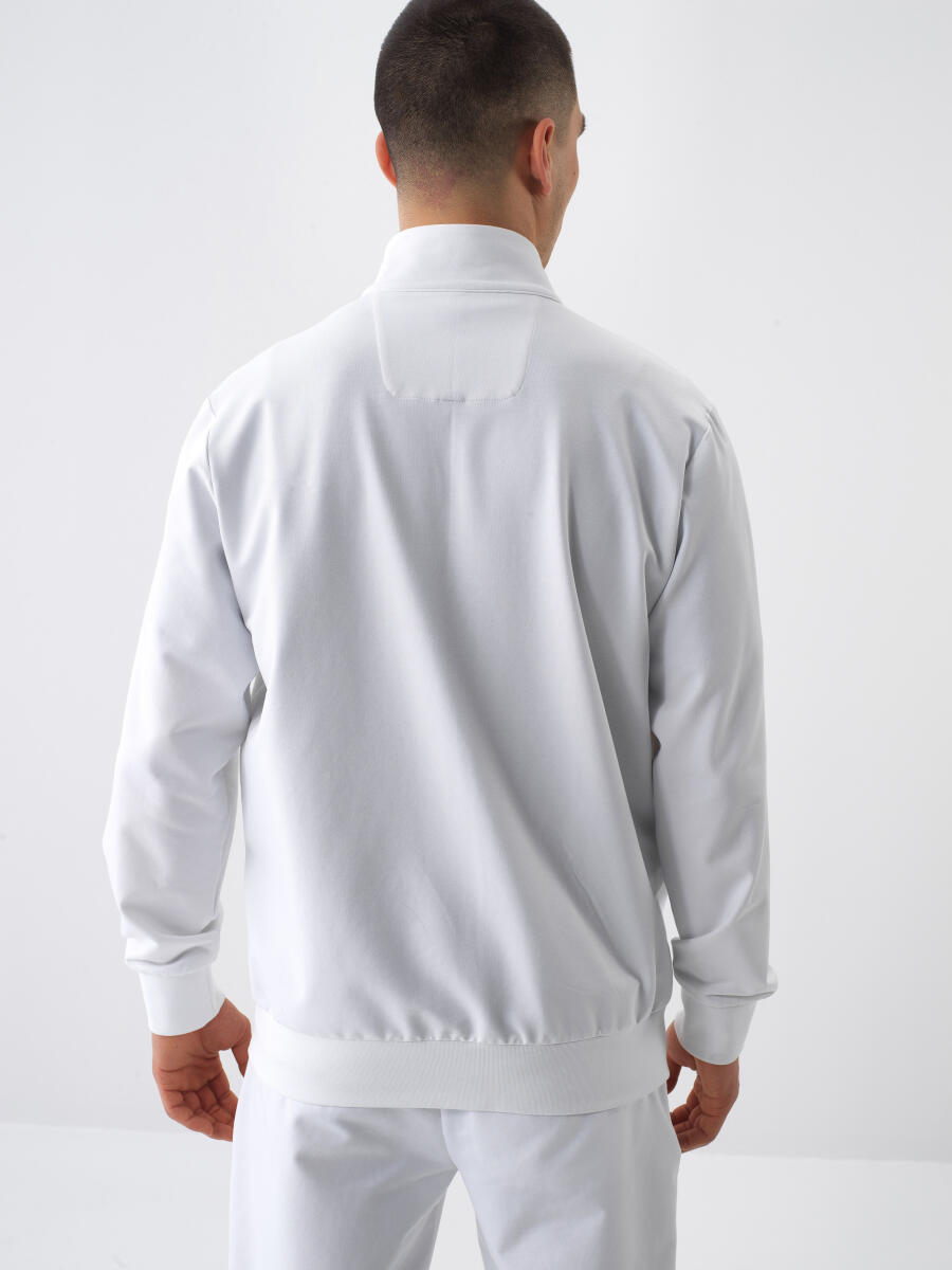 White Regular Fit Cotton Sweatcoat - 4