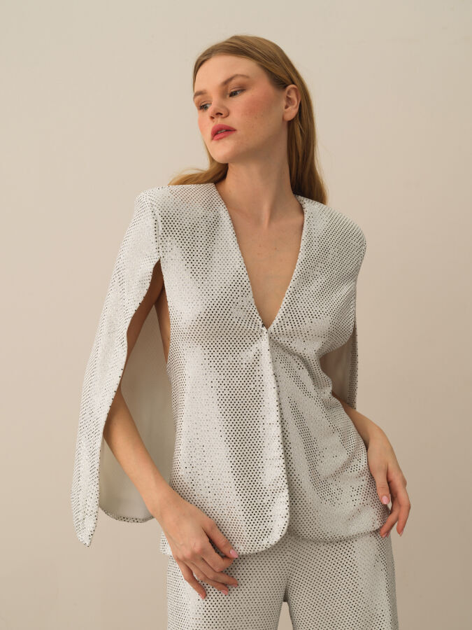 Oversized Glitter Cloak Jacket - Xint