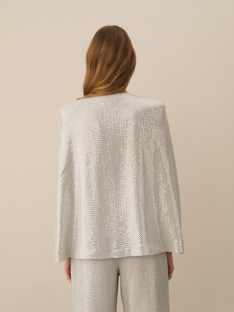 Oversized Glitter Cloak Jacket - 4