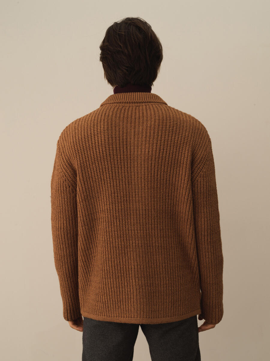 Oversized Knit Wool Jacket - 4