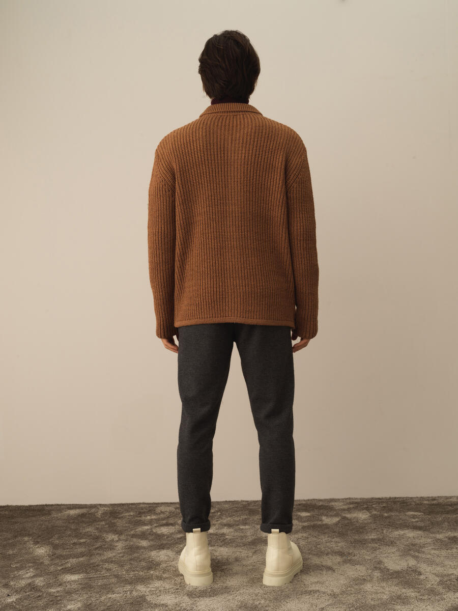 Oversized Knit Wool Jacket - 5