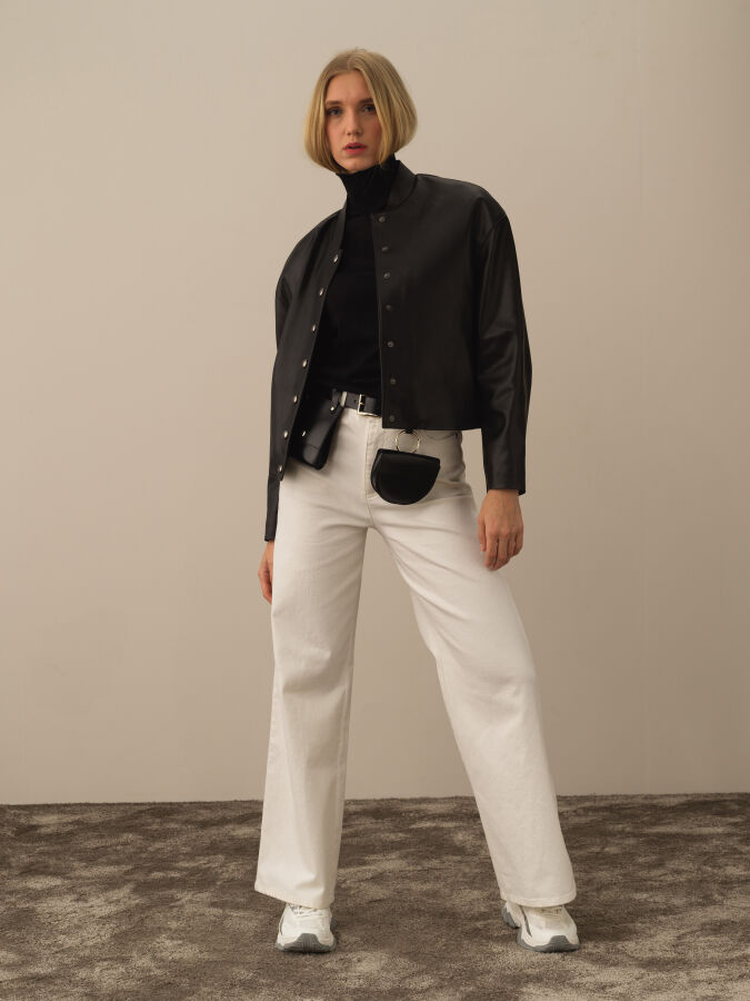 Oversized Leather-Look Jacket - Xint