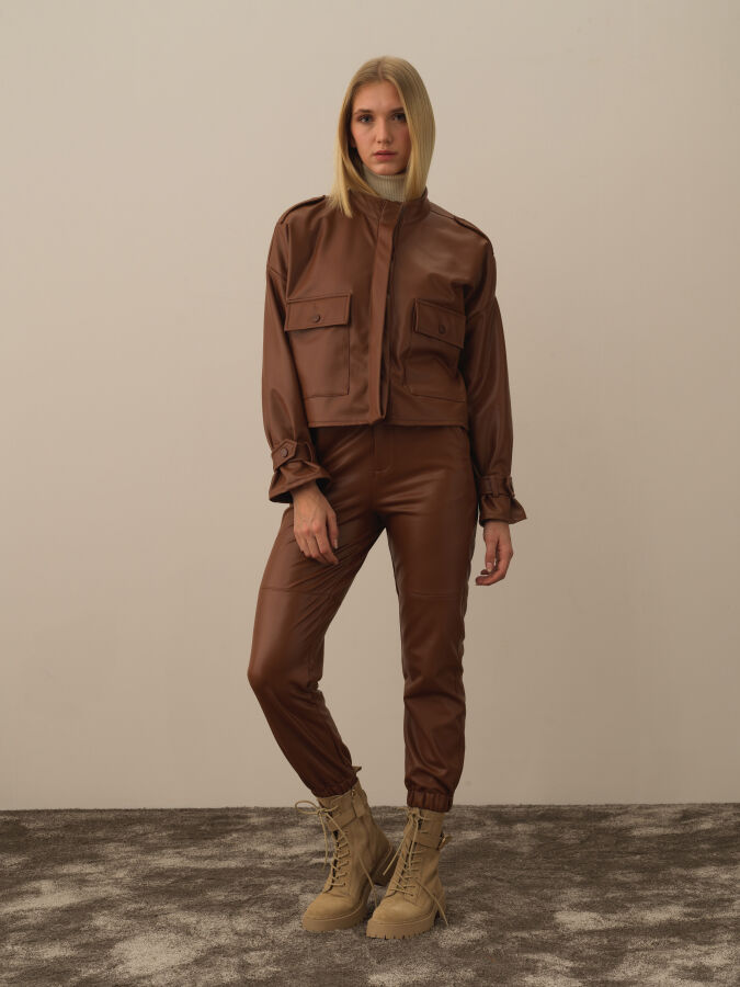 Oversized Leather-Look Jacket - Xint