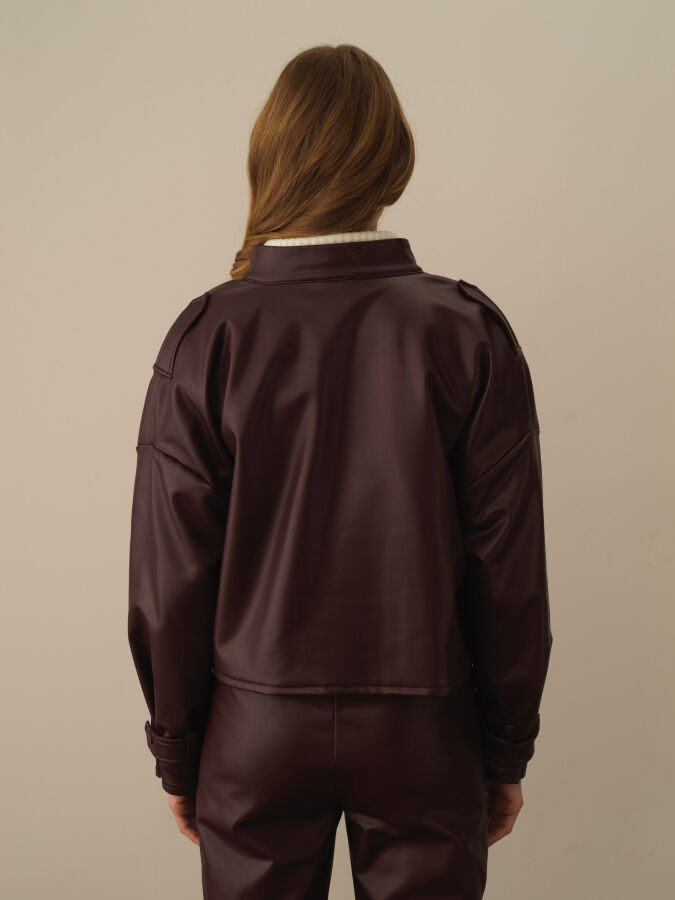 Oversized Leather-Look Jacket - Xint