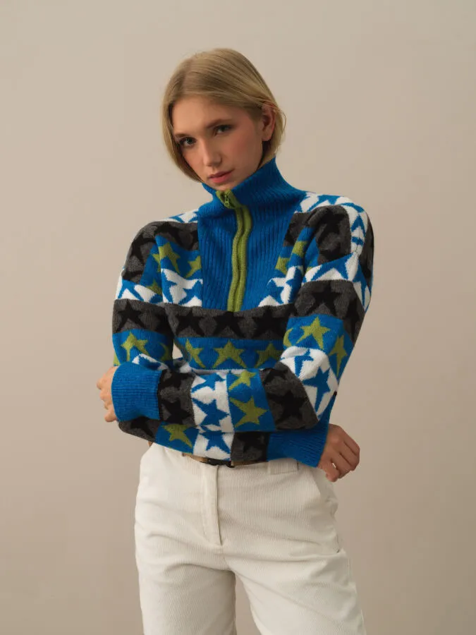 Oversized Patterned Sweater - Xint