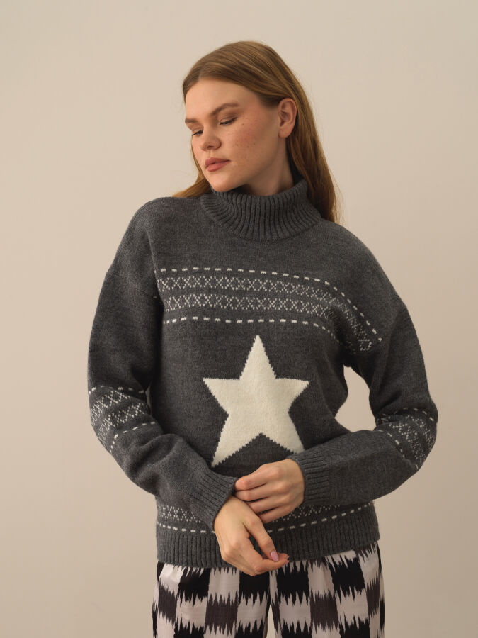 Oversized Patterned Wool Sweater - Xint