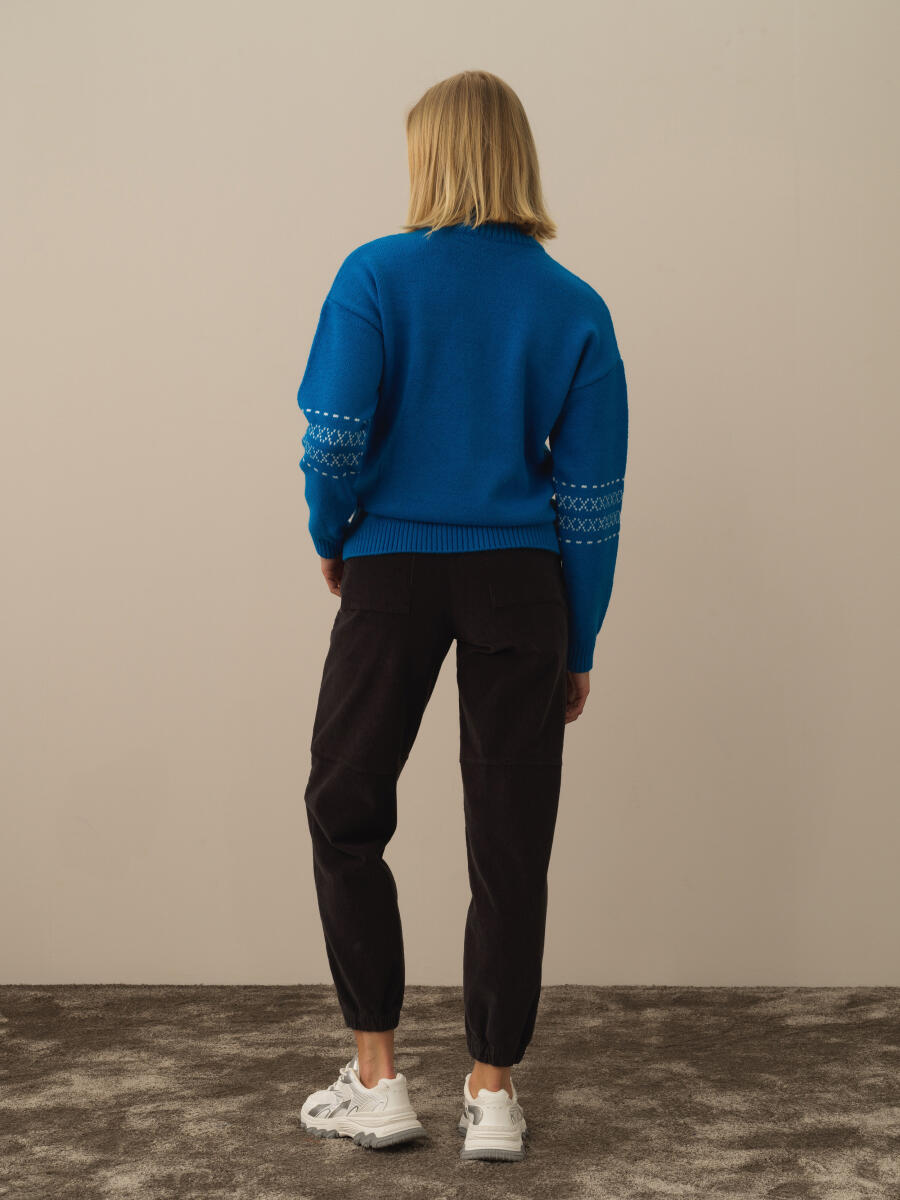 Oversized Patterned Wool Sweater - 4