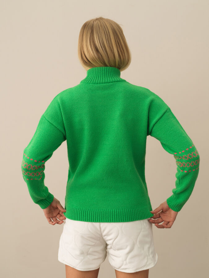 Oversized Patterned Wool Sweater - Xint