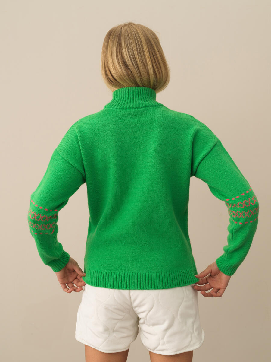 Oversized Patterned Wool Sweater - 3