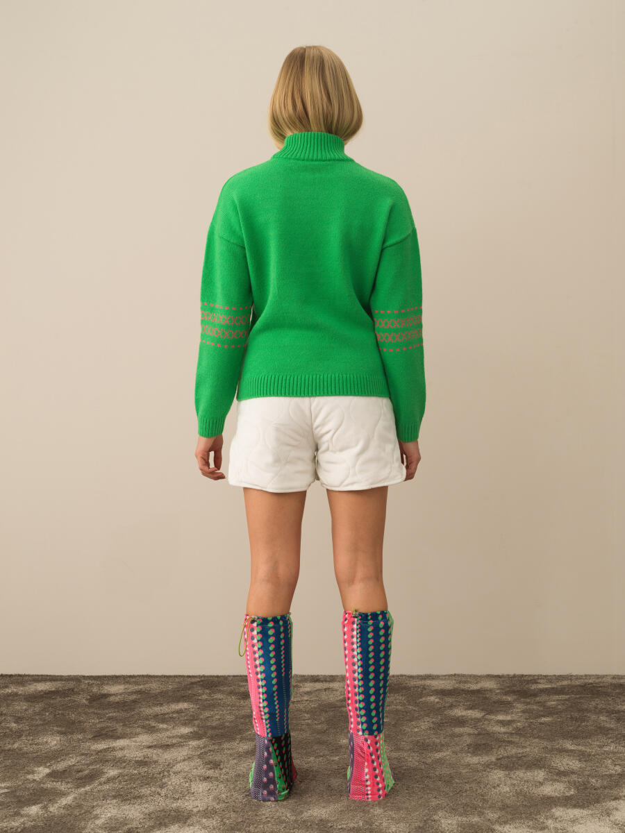 Oversized Patterned Wool Sweater - 4