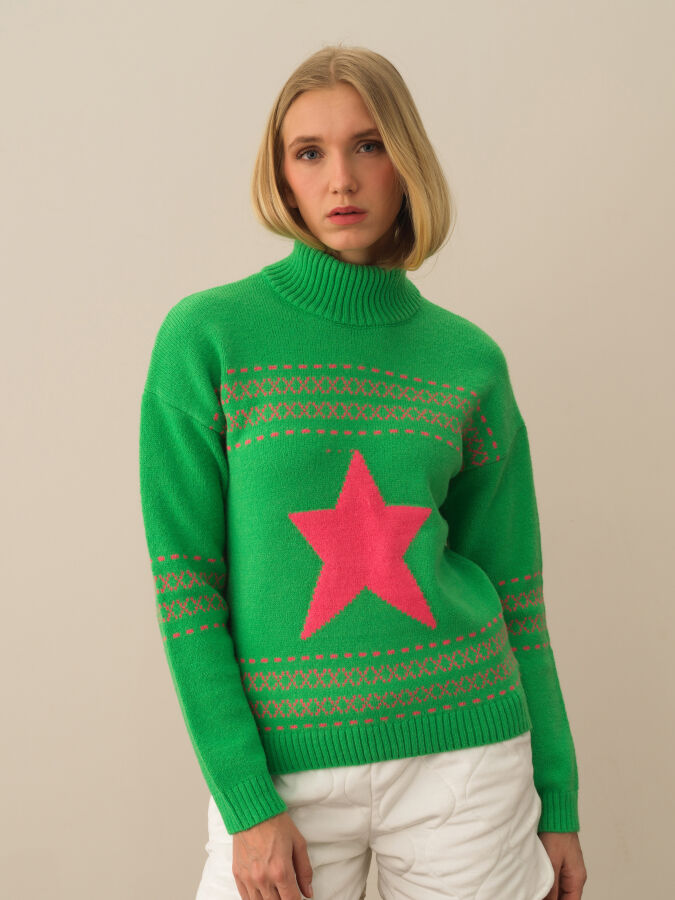 Oversized Patterned Wool Sweater - Xint