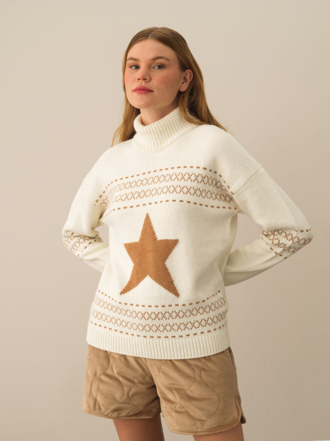 Oversized Patterned Wool Sweater - Xint