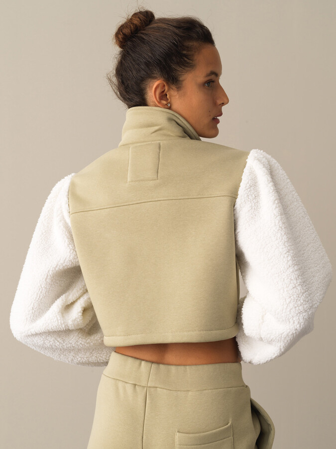 Yeşil Oversize Pamuklu Kuzu Ceket - 3