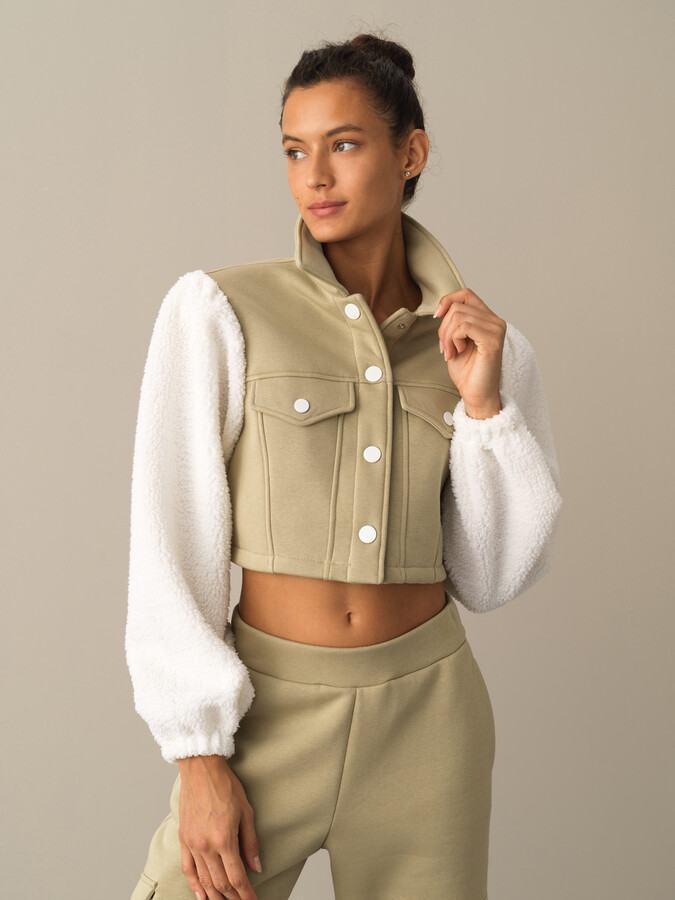Yeşil Oversize Pamuklu Kuzu Ceket - 1