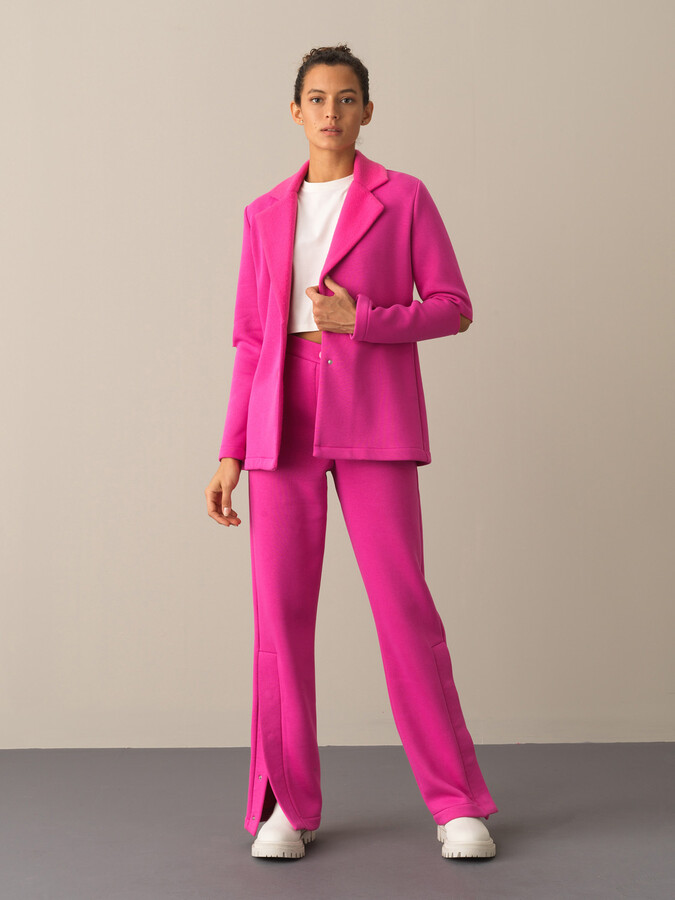 Fuşya Pamuk Dokulu Pamuklu Regular Fit Ceket - Xint