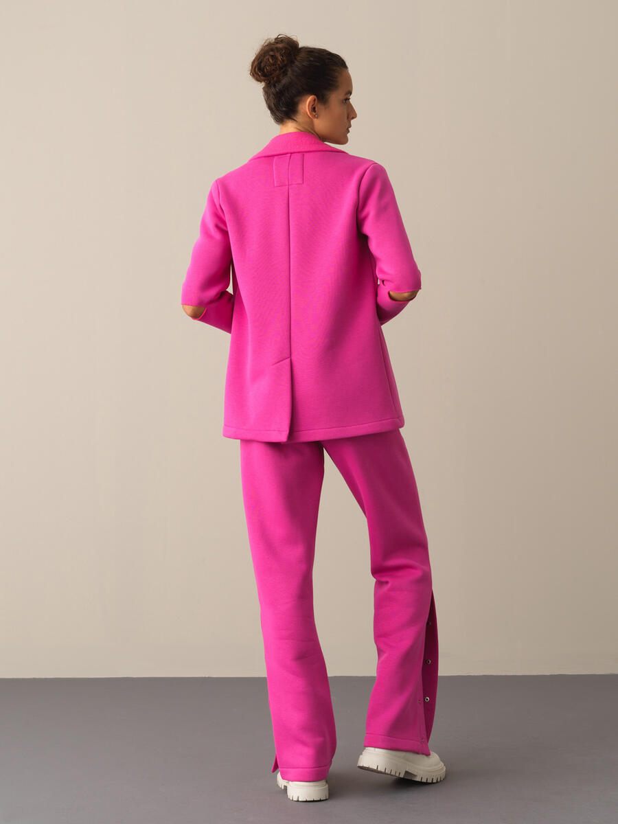 Fuşya Pamuk Dokulu Pamuklu Regular Fit Ceket - 6