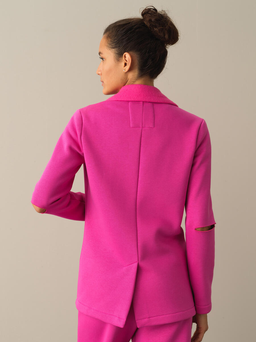 Fuşya Pamuk Dokulu Pamuklu Regular Fit Ceket - 5