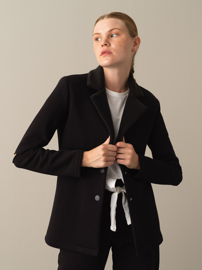 Siyah Pamuk Dokulu Pamuklu Regular Fit Ceket - Xint