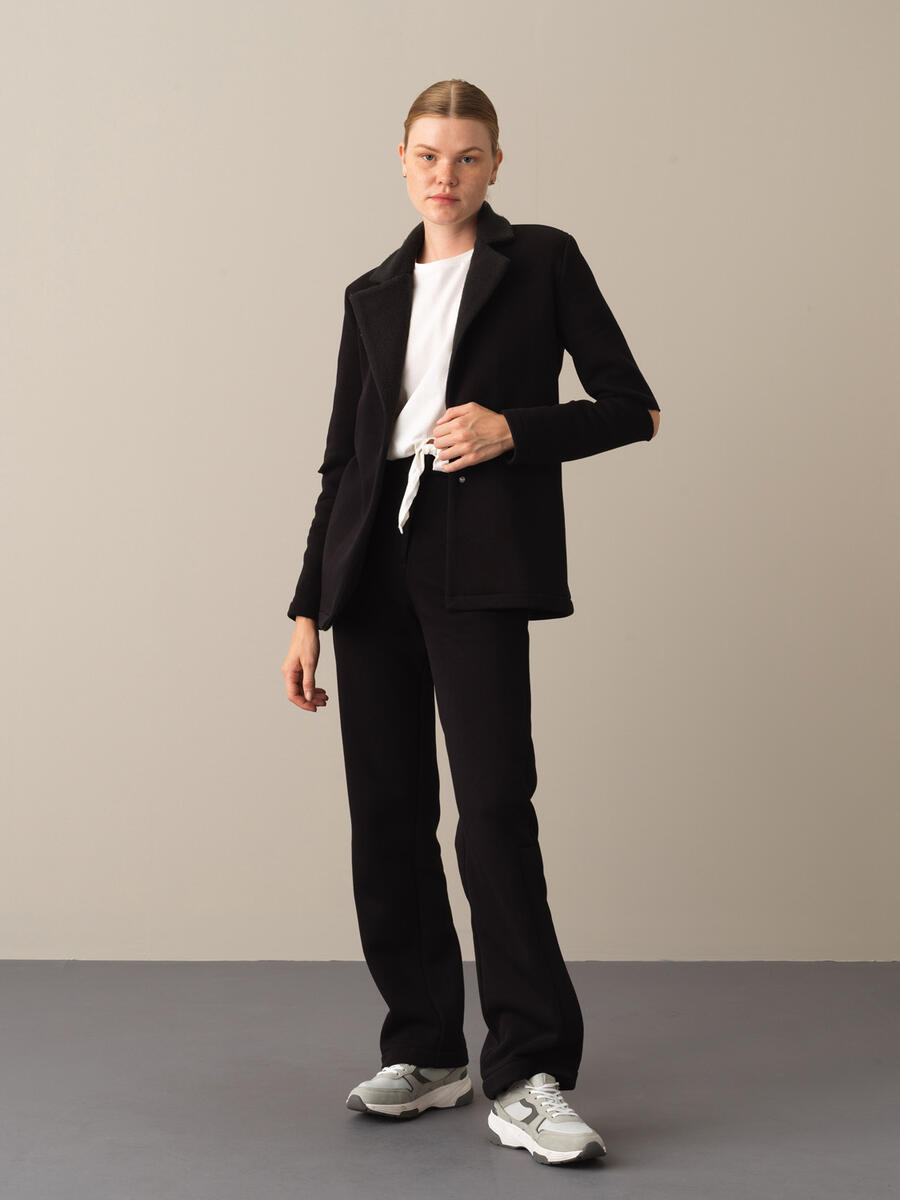 Siyah Pamuk Dokulu Pamuklu Regular Fit Ceket - 2