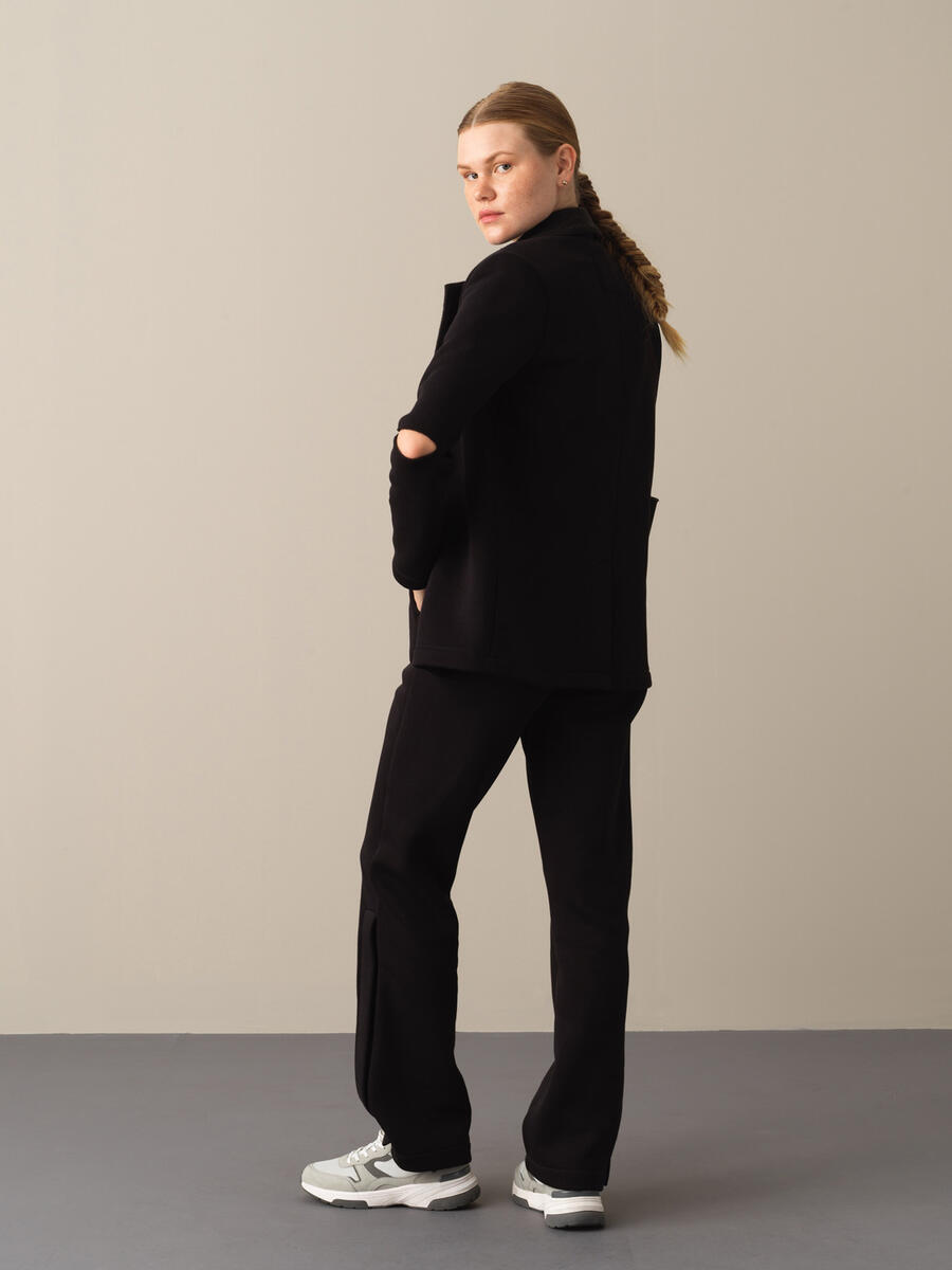 Siyah Pamuk Dokulu Pamuklu Regular Fit Ceket - 5