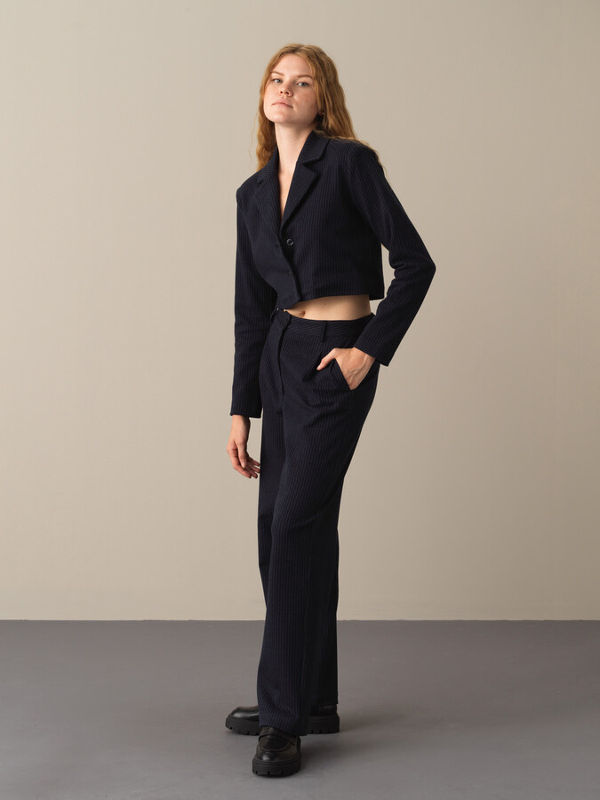 Lacivert Pamuk Dokulu Pamuklu Regular Fit Ceket - Xint