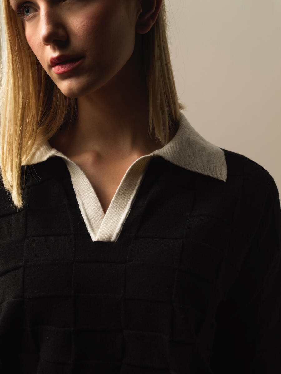 Polo Collar Oversized Sweater - 3