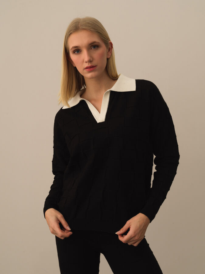 Polo Collar Oversized Sweater - Xint