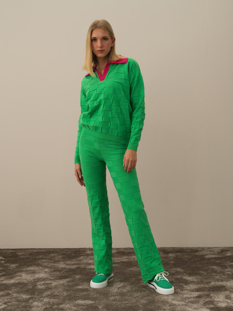 Polo Collar Oversized Sweater - 2