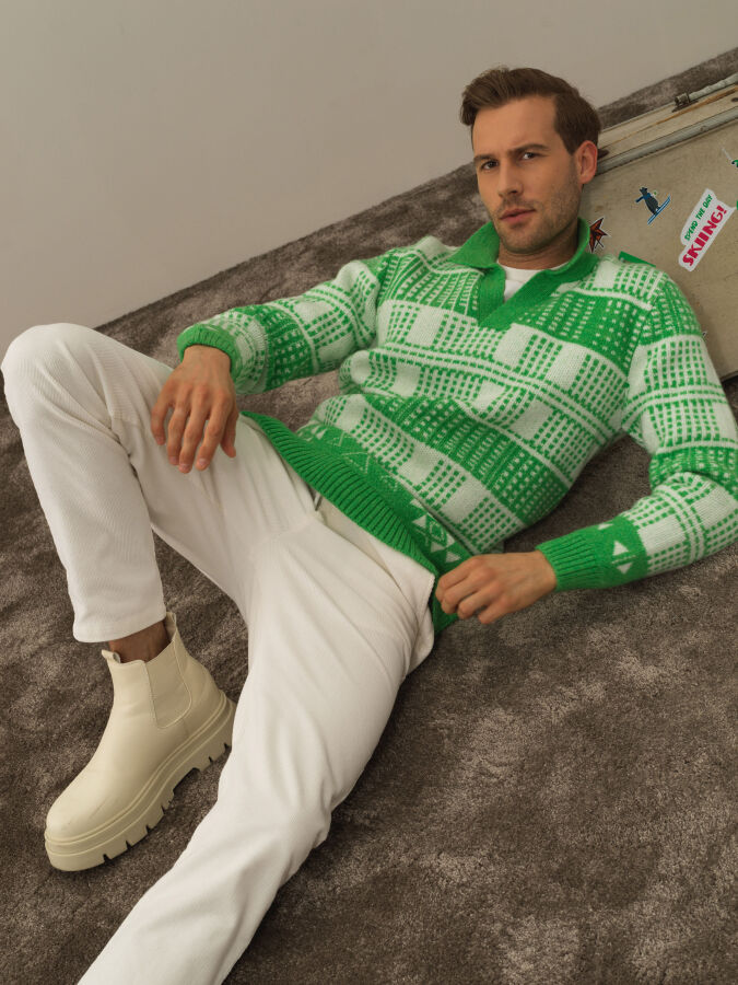 Polo Collar Regular Fit Sweater - Xint