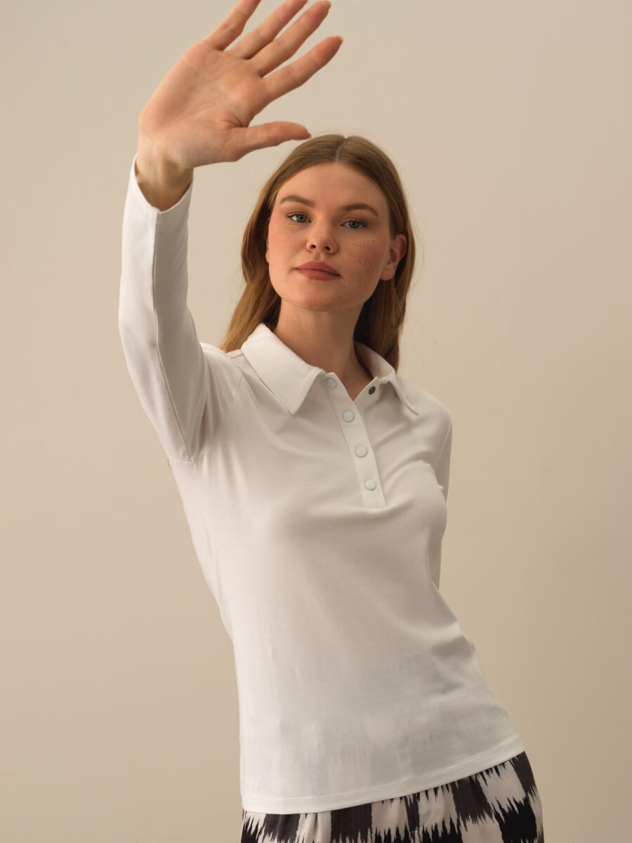 Polo Collar Slim Fit Modal Basic T-Shirt